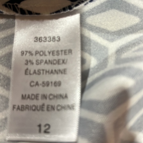 LN Mario Serrani blue/white sleeveless geometric sheath dress SZ 12 - Picture 9 of 9